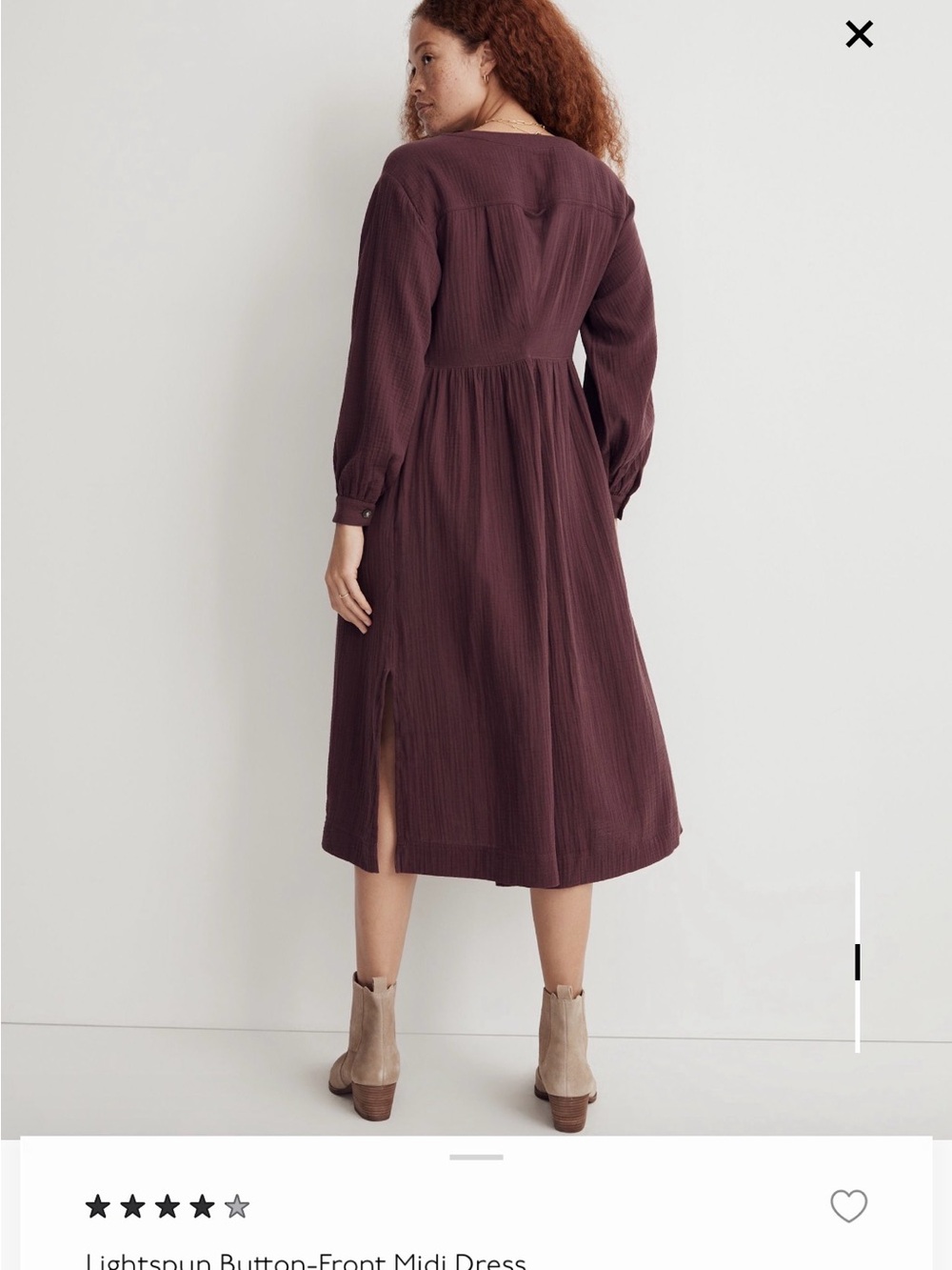 Madewell Lightspun Button Front Midi Dress - Picture 3 of 10